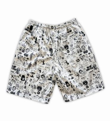 Original silk print easy shorts   *ホワイト*