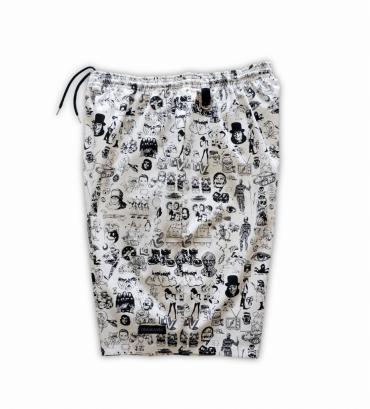 Original silk print easy shorts   *ホワイト*