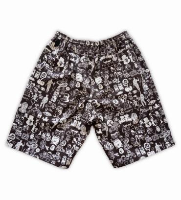 Original silk print easy shorts   *ブラック*