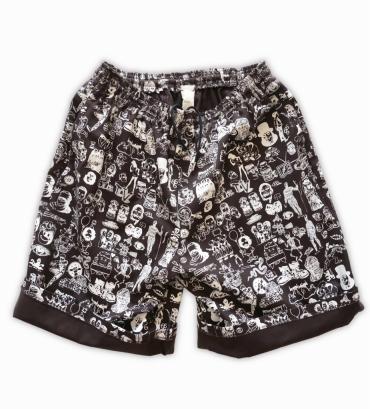 Original silk print easy shorts   *ブラック*