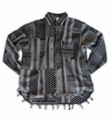 Remake shemagh-scarf shirt   *ブラック×グレー*