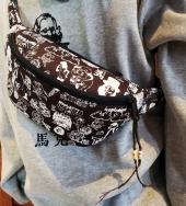 Original silk print west bag   *ブラック*