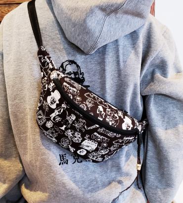 Original silk print west bag   *ブラック*