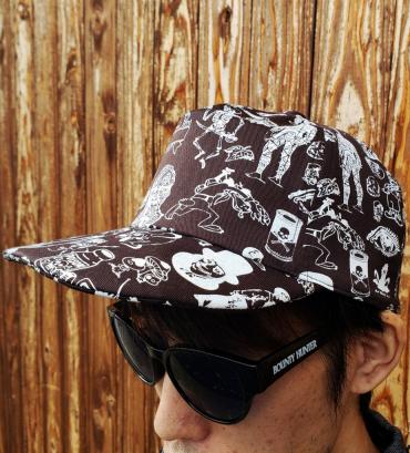 Original silk print cap   *ブラック*