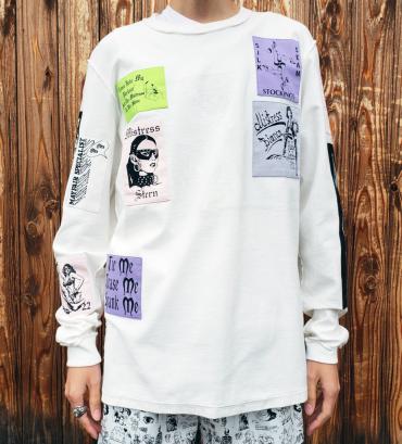 Bizarre pach long-sleeve Tee   *ホワイト×マルチパッチ*