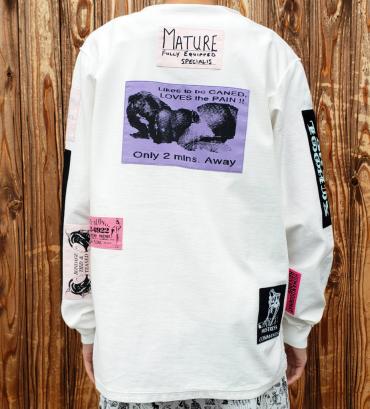 Bizarre pach long-sleeve Tee   *ホワイト×マルチパッチ*