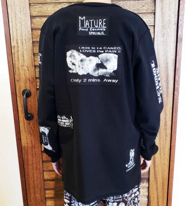 Bizarre pach long-sleeve Tee   *ブラック×モノクロパッチ*