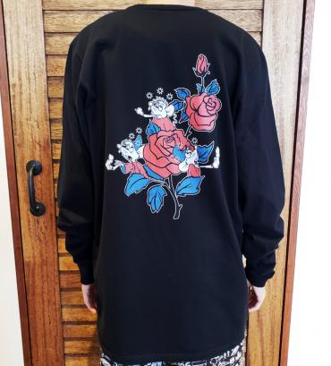 Chill rat long-sleeve poke Tee   *ブラック×タイダイポケット*