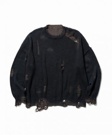 DAMEGE COTTON SWEATER *ブラック*