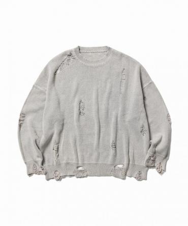 DAMEGE COTTON SWEATER *グレー*