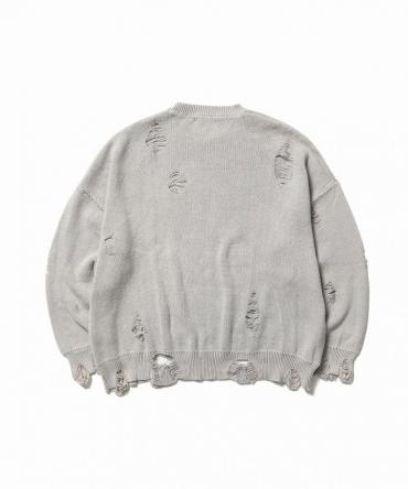 DAMEGE COTTON SWEATER *グレー*