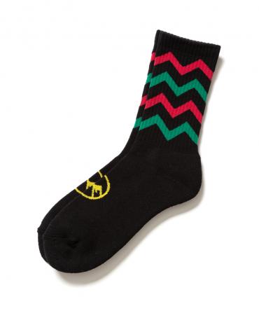 ZIG-ZAG SOX *ブラック×グリーン*