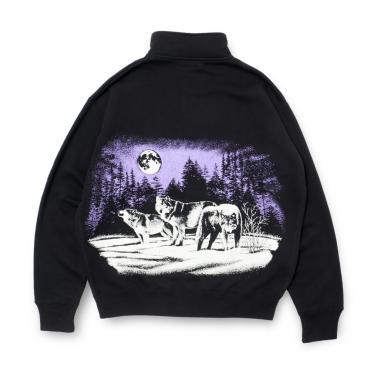 Wolf Sweat Shirt *ハーフジップブラック