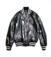 LEATHER STADIUM JACKET "ブラック×ホワイト"