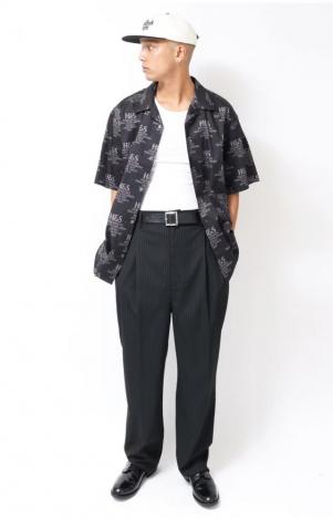 Striped Pleated Trouser *ブラック*
