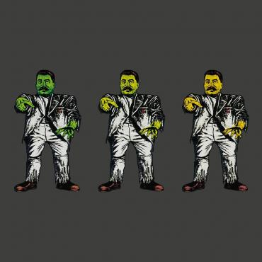 Stalin-zombies print long sleeve tee *Charcoal*