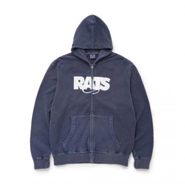 PIGMENT DYED ZIP HOODIE / NAVY