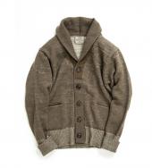 COMPOUNDED SHAWL COLLAR  KNIT CARDIGAN *ブラウン*