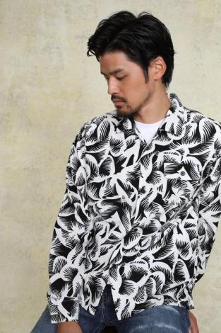 PALMTREE ALOHA SHIRT *ブラック*