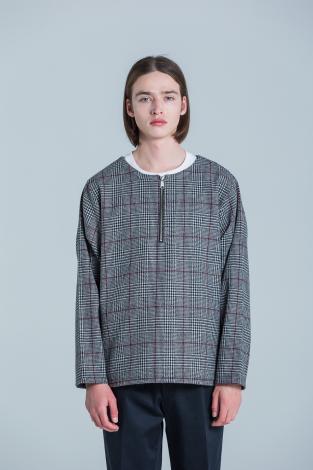 HALF ZIP CHECK SHIRTS *ライトグレー*