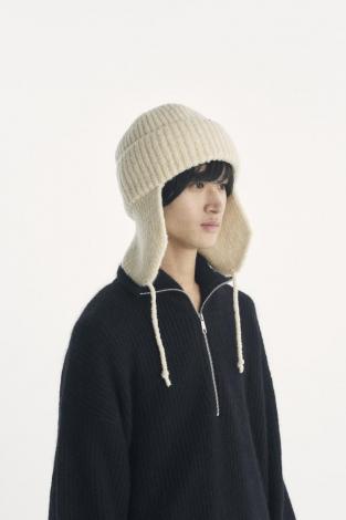×CA4LA / EAR FLAP KNIT CAP / WHITE