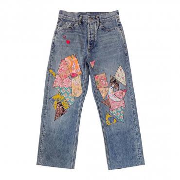 【先行予約】Patched loose fit jeans *Faded blue*