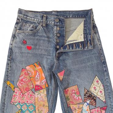 【先行予約】Patched loose fit jeans *Faded blue*