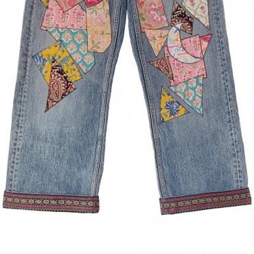 【先行予約】Patched loose fit jeans *Faded blue*