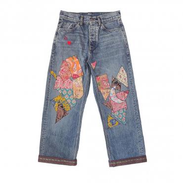 【先行予約】Patched loose fit jeans *Faded blue*