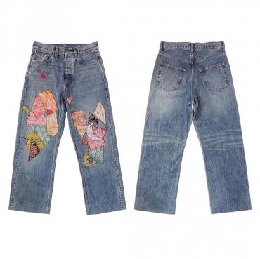【先行予約】Patched loose fit jeans *Faded blue*
