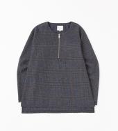 HALF ZIP CHECK SHIRTS *グレー*