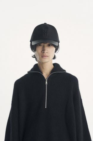 ×CA4LA / LEATHER LOGO CAP / BLACK