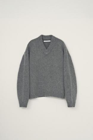 RACCON V-NECK KNIT / GRAY