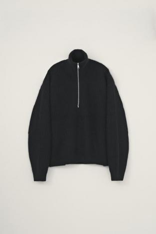 RACCON HALF ZIP KNIT / BLACK