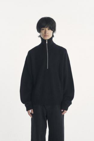RACCON HALF ZIP KNIT / BLACK