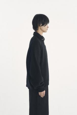 RACCON HALF ZIP KNIT / BLACK