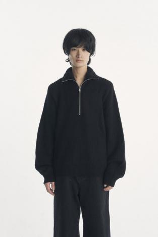 RACCON HALF ZIP KNIT / BLACK