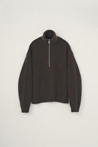 RACCON HALF ZIP KNIT / BROWN