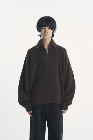 RACCON HALF ZIP KNIT / BROWN