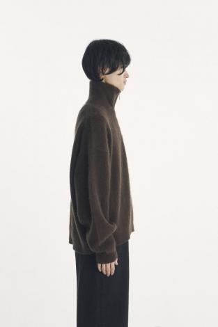 RACCON HALF ZIP KNIT / BROWN