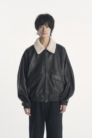 LAMB LEATHER JACKET / BLACK