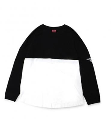 DROP SHOULDER LONG SLEEVE TEE(20SS) *ブラック×ホワイト*