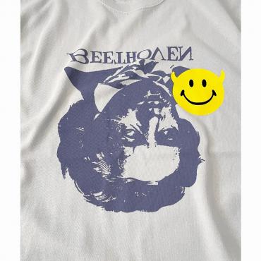 Beethoven & smile Big silhouette tee *Frost gray*