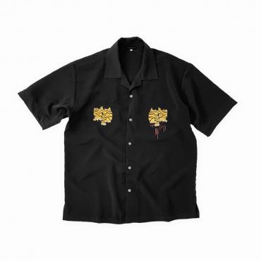 Tiger embroidery Open collar shirt *Black*