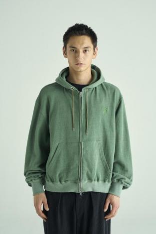 VINTAGE EFFECT SHORT ZIP PARKA *グリーン*