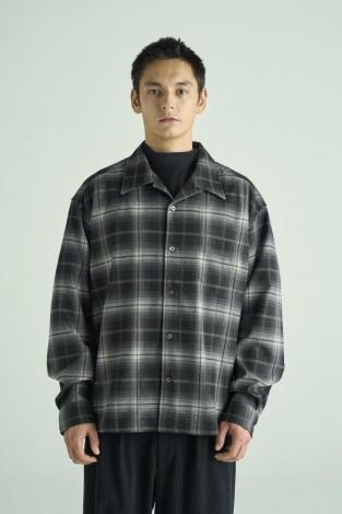 OPEN COLLAR CHECK SHIRT *ブラック*
