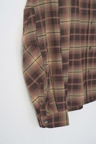 OPEN COLLAR CHECK SHIRT *ブラウン*