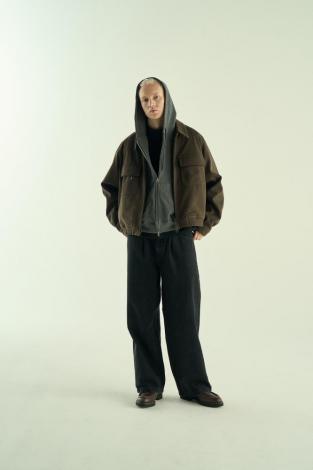 VINTAGE EFFECT SHORT ZIP PARKA *ブラック*