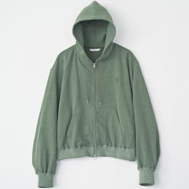 VINTAGE EFFECT SHORT ZIP PARKA *グリーン*