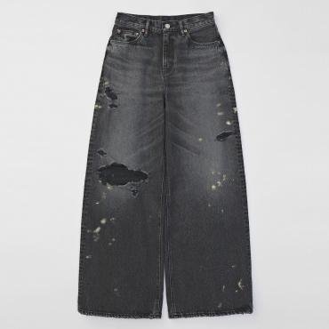 ×HAGUN / TORN PIPE DENIM PANTS *ブラック*